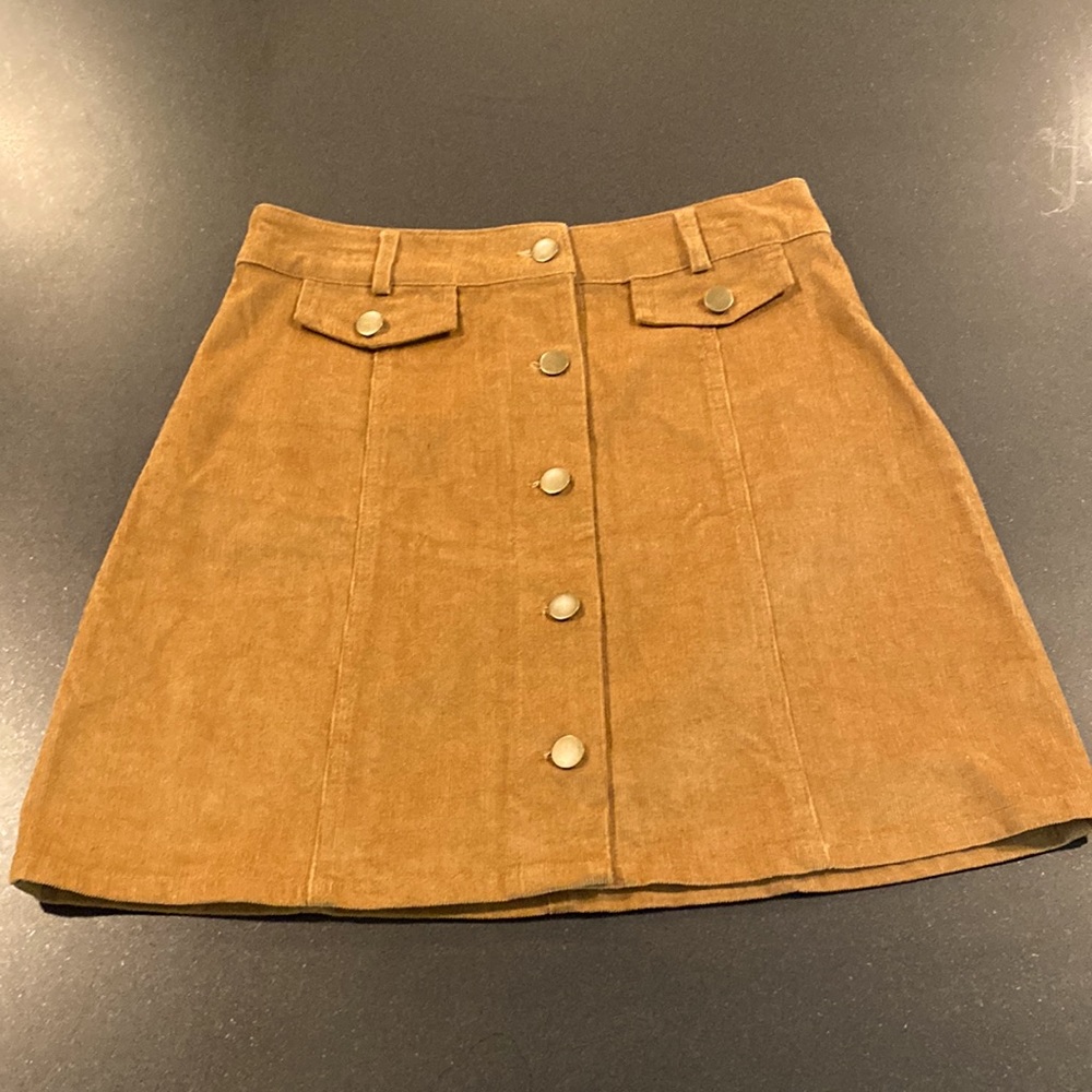 Anna grace corduroy skirt in camel brown